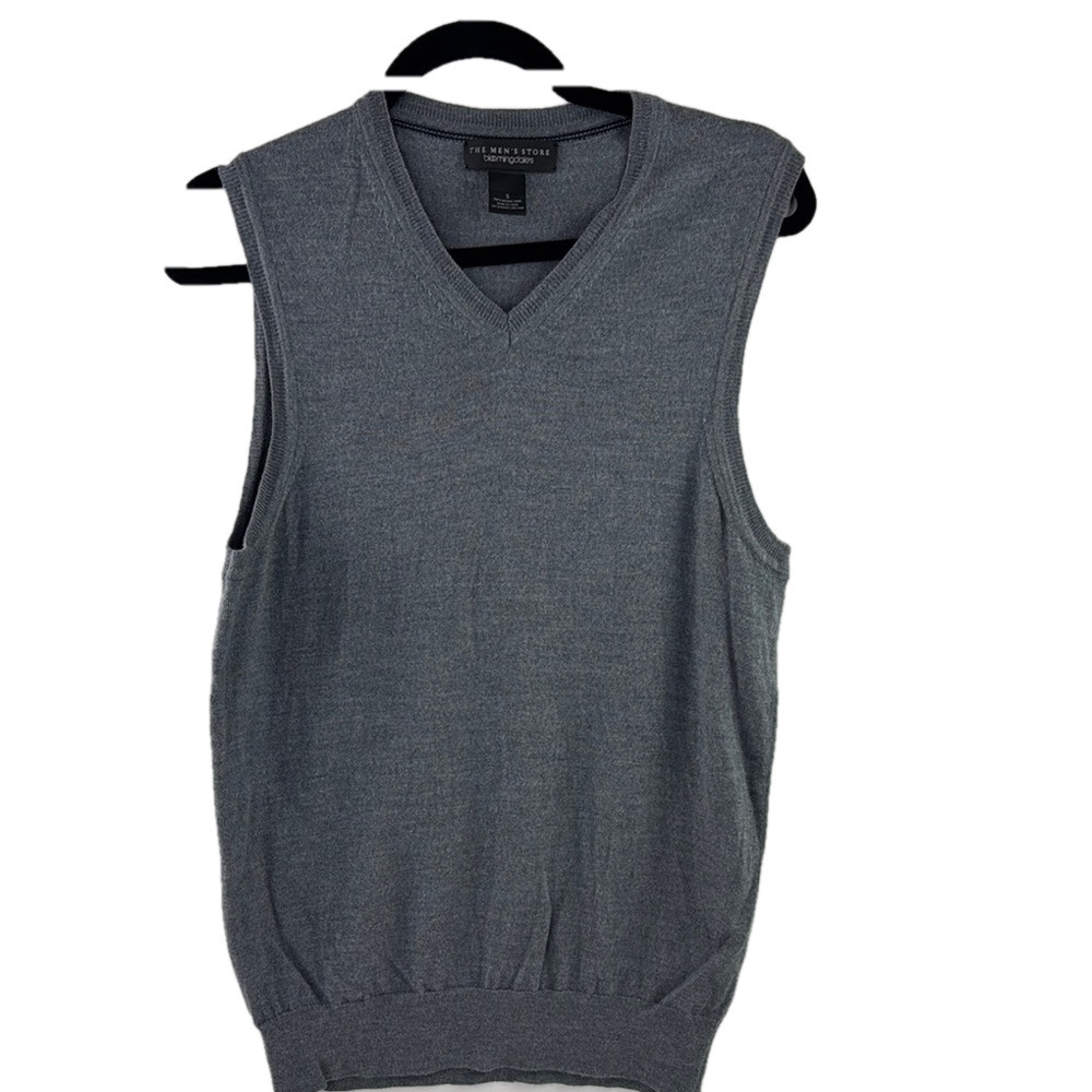 Bloomingdale's Gray 100% Merino Wool V-Neck Vest